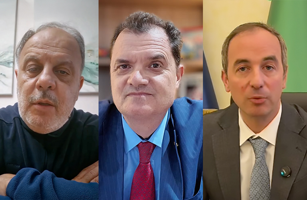 Da esquerda para a direita: os deputados deputado Franco Tirelli (MAIE) e Fabio Porta (PD), e o senador Mario Borghese (MAIE). Foram eles os parlamentares eleitos pela América do Sul que participaram — por ação, omissão ou ausência — do iter legislativo que resultou na aprovação do chamado “Decreto da Vergonha II”. (Foto Redes Sociais/Insieme) Da esquerda para a direita: os deputados deputado Franco Tirelli (MAIE) e Fabio Porta (PD), e o senador Mario Borghese (MAIE). Foram eles os parlamentares eleitos pela América do Sul que participaram — por ação, omissão ou ausência — do iter legislativo que resultou na aprovação do chamado “Decreto da Vergonha II”. (Foto Redes Sociais/Insieme)